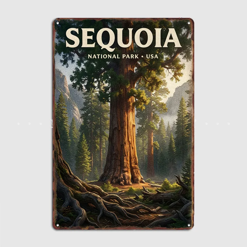 Sequoia National Park Vintage Poster Metal Sign Custom Room Decor Home Decor Posters Indoor Wall Decoration