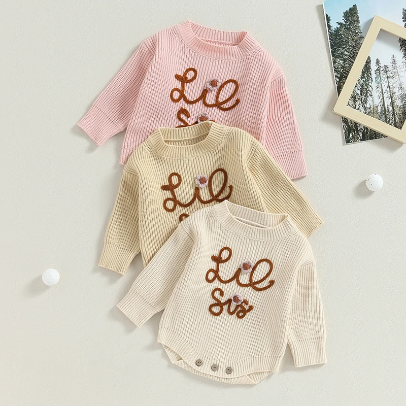 2023-07-04 Lioraitiin 0-24M Newborn Baby Girl Knit Romper Sweater Embroidery Flower Jumpsuits Infant Winter Fall Clothes