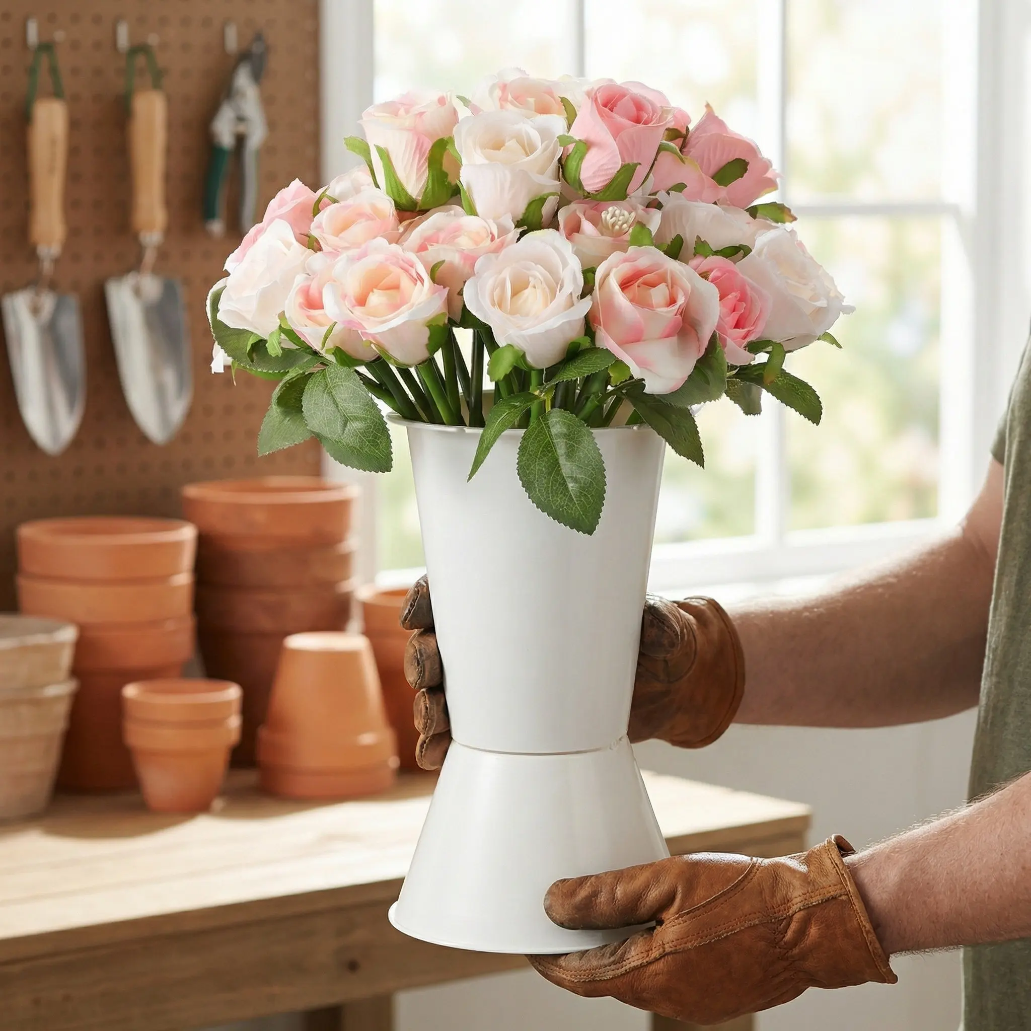 5Pcs Easy-Grip Plastic Bouquet Holder for Bride Wedding Flowers Artificial Or Fresh Floral Display Bouquet Support Base