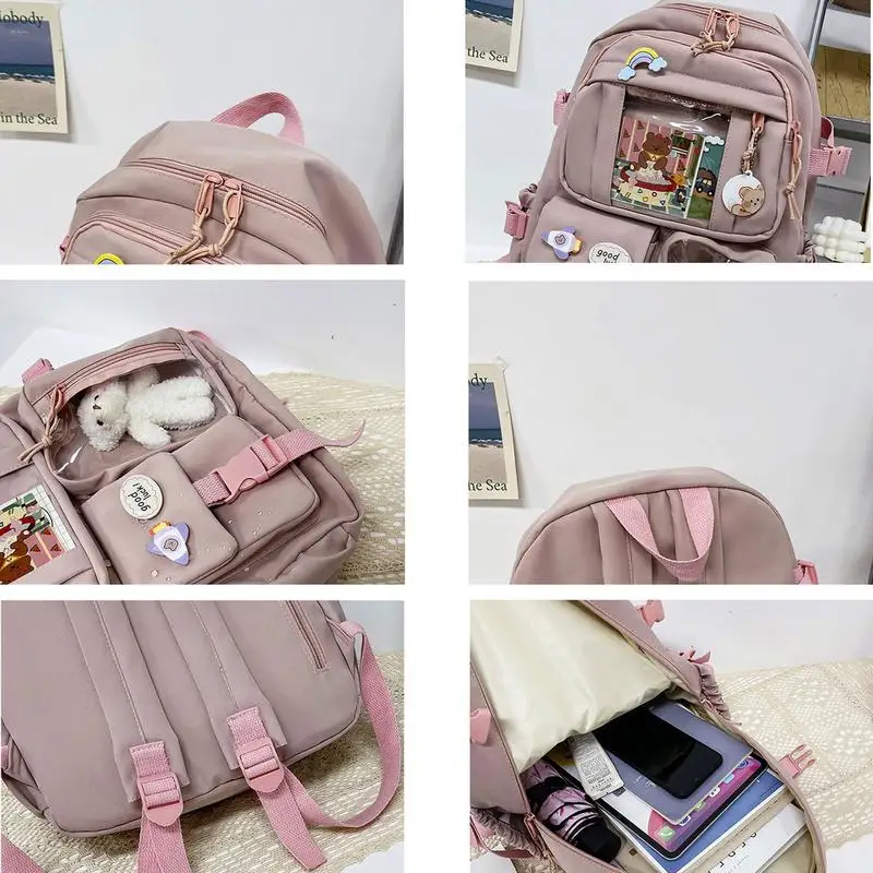 Cute Backpacks Shoulder Bag With Pin And Accessories Large Capacity Cute Bear Accessories Backpack For School 40 X 30 X