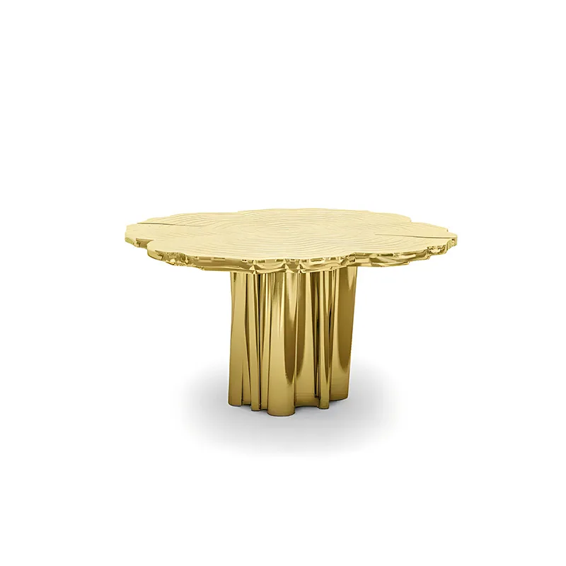 #￥forMR Golden Luxury Stainless Steel Dining Table Irregular Tree Stump Restaurant Table for Home Hotel Wedding