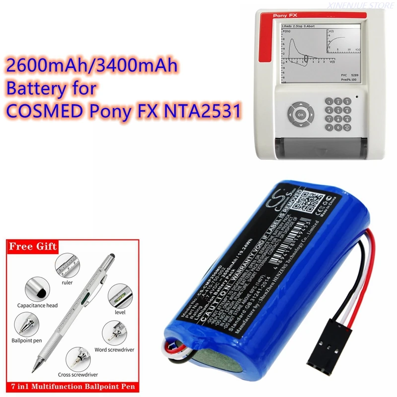 بطارية طبية 7.4 فولت/2600 مللي أمبير/3400 مللي أمبير A-410-750-002 لـ COSMED Pony FX NTA2531