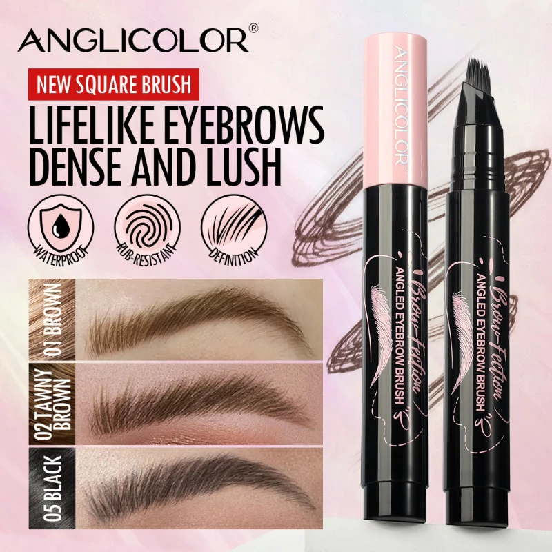 Crayon à sourcils en velours sauvage, brosse carrée coudée, multifonction, crème de teinture pour les sourcils, ligne de cheveux, Anti-taches, stylo de teinte imperméable