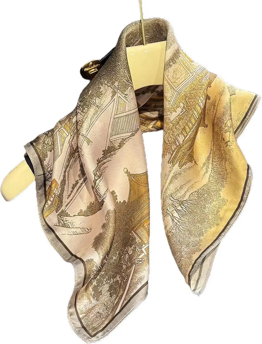 Brand 100% Natural Silk Scarf Women Foulard Square Headband Scarves Bandana Fashion New Hijab Print Poncho Scarves Pashmina