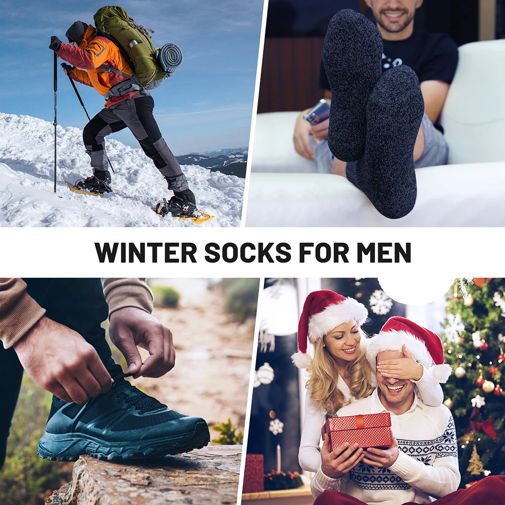 5 Pairs Winter Thicken Wool Merino Socks Women Towel Keep Warm Winter Terry Socks New Year Christmas Gift Russia Socks for Man