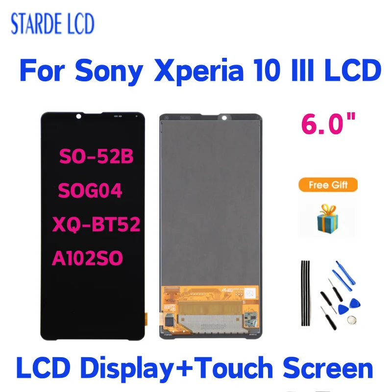 

6.0" For Sony Xperia 10 III LCD Display Touch Screen Digitizer Assembly For Sony X10 iii SO-52B SOG04 XQ-BT52 A102SO Replacement