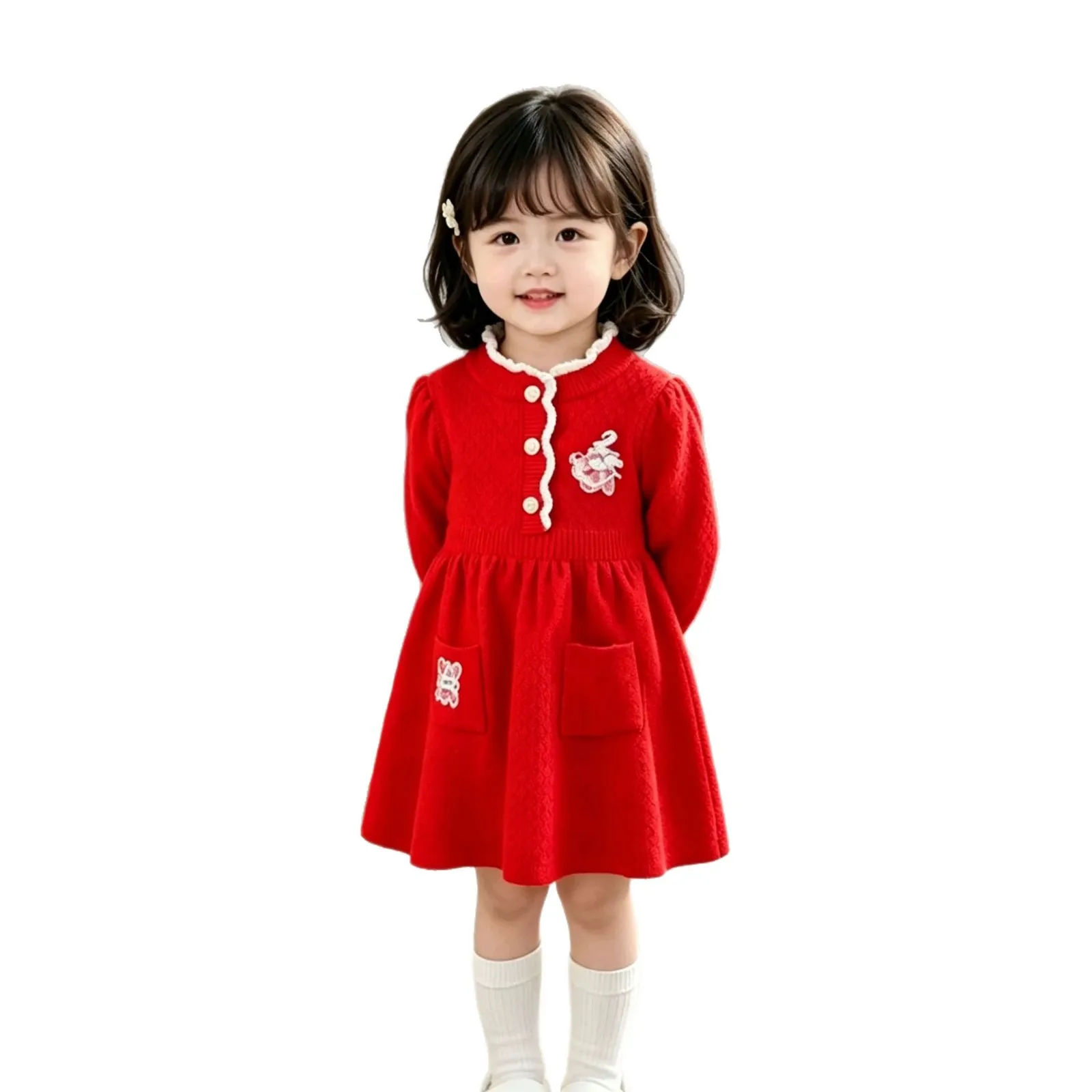 New Autumn Knit Princess Sweater Dress For Toddler Baby Girls Children Clothing Girl Clothing Stylish 2-6 Years 6