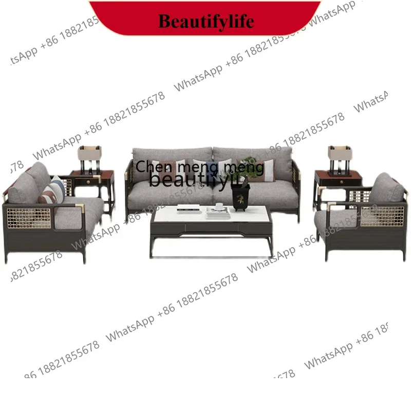 

D178 New Chinese-style solid wood sofa combination modern light luxury single sofa chair, Chinese style Y