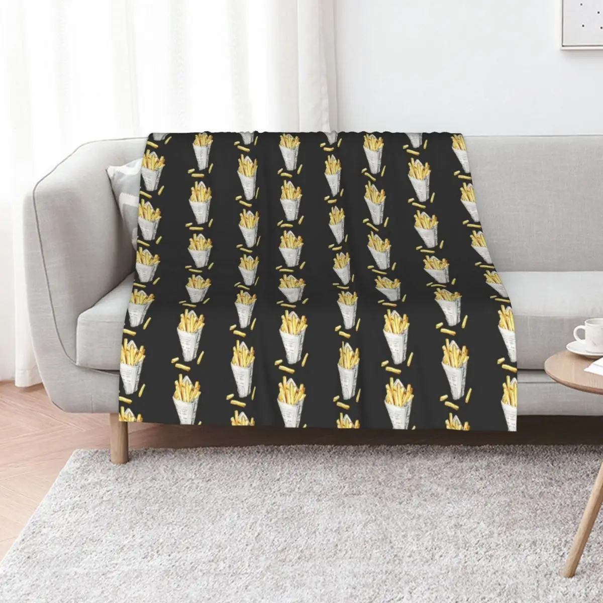 French Fries Throw Blanket Quilt Custom Beach Sofa Throw Vintage Plaid Blankets