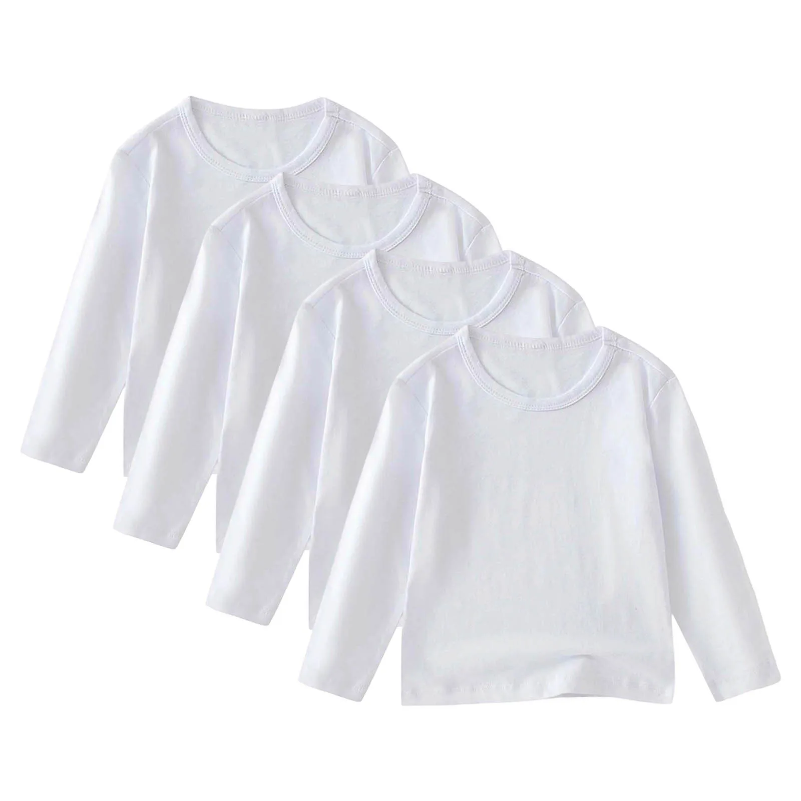 New Kids Spring Autumn Base Shirt Girls Boys Long-Sleeve T-Shirt 4-Piece Set Soft Children Inner Wear Daily Sports T-Shirt Baby