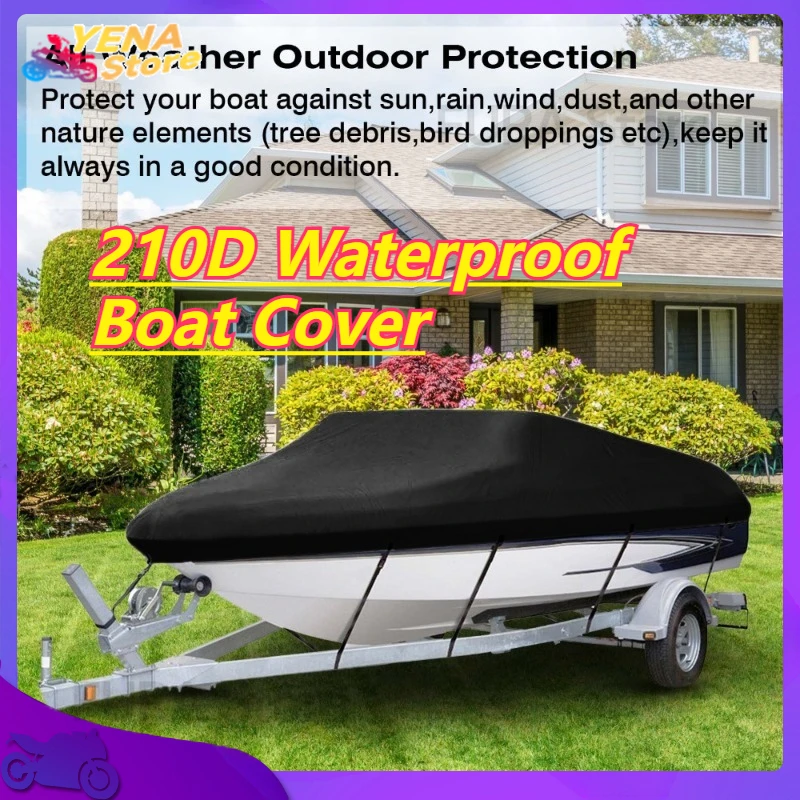 

210D Waterproof Boat Cover - Fastboat Trailer Fishing V-Type Boat Cover - Rainproof and Sunproof Boat Sunshade