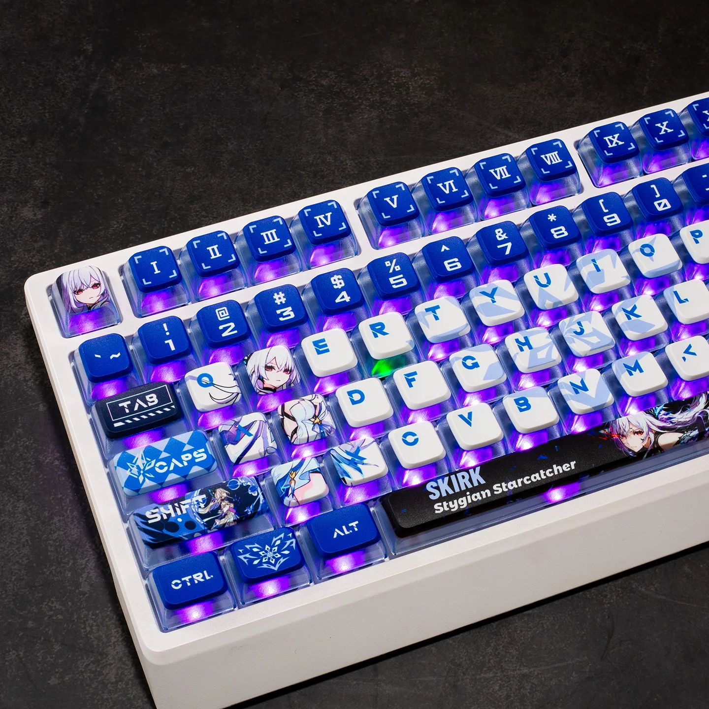 

MAIMOOO Genshin Impact Skirk Keycaps PBT+PC Four-sided Transparent Pudding Keycap ASA Profile Anime Game Mechanical Keyboard Cap