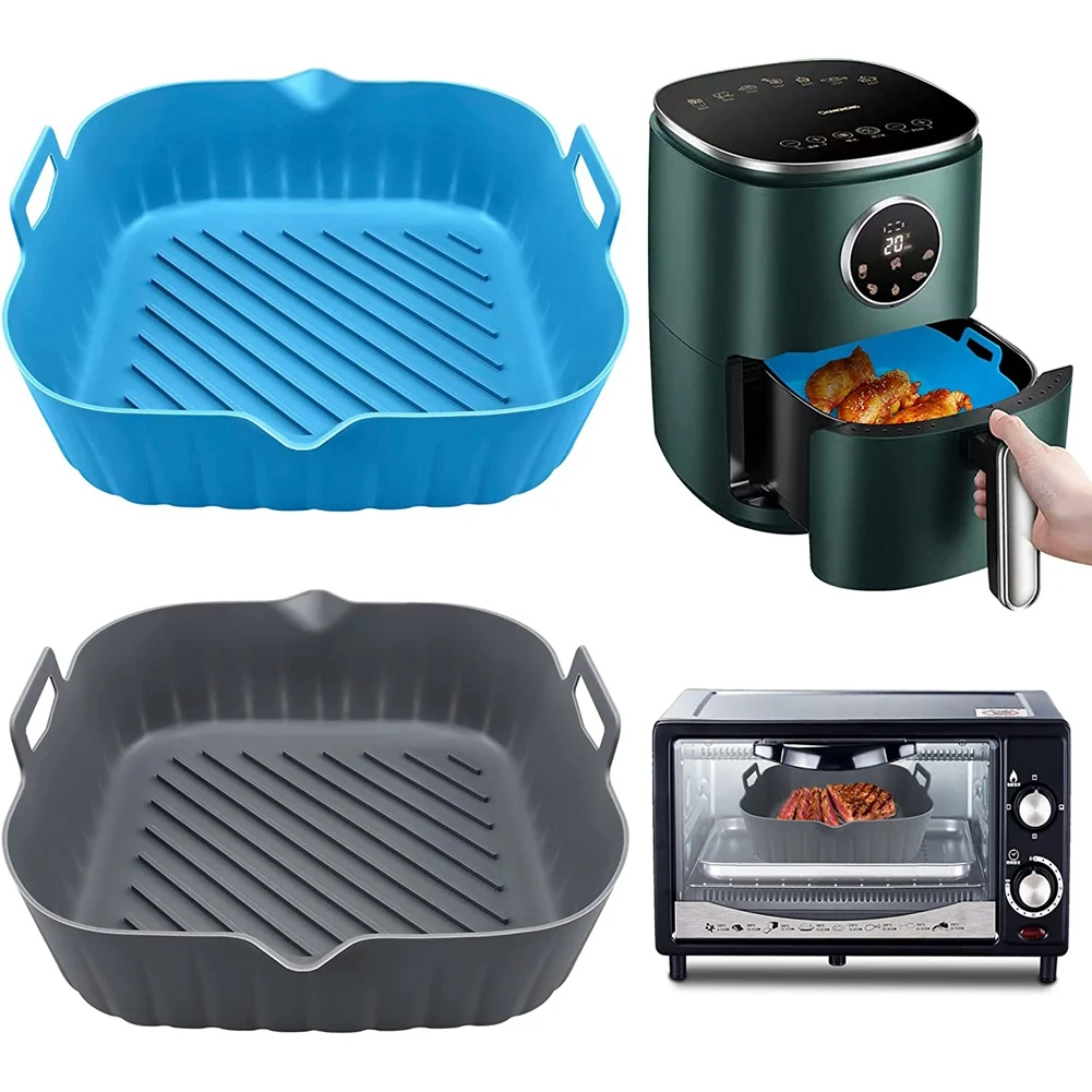 2 szt. Duża frytownica silikonowa wkładka garnek wielokrotnego użytku kosz do frytownicy powietrznej ciepło nieprzywierające wkładki do frytownicy maty miska