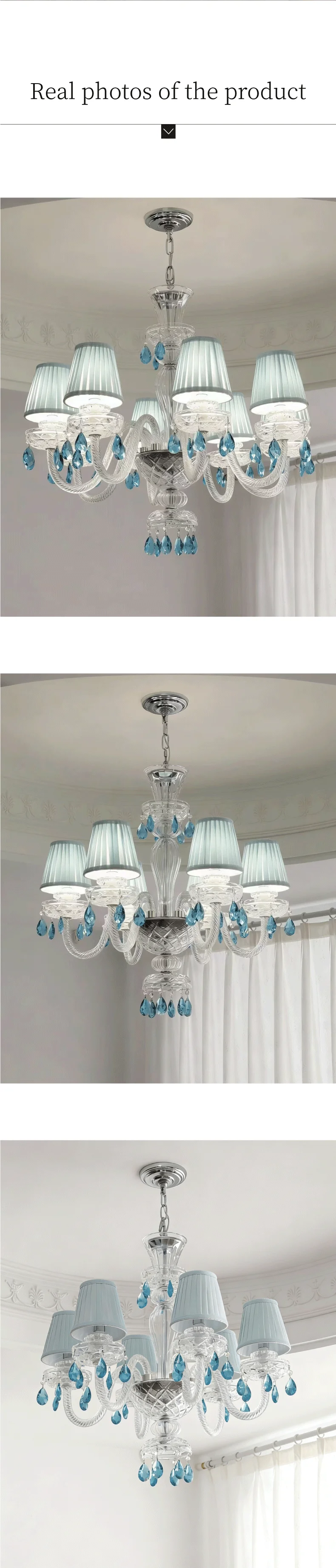 Light Blue K9 Crystal LED Chandelier