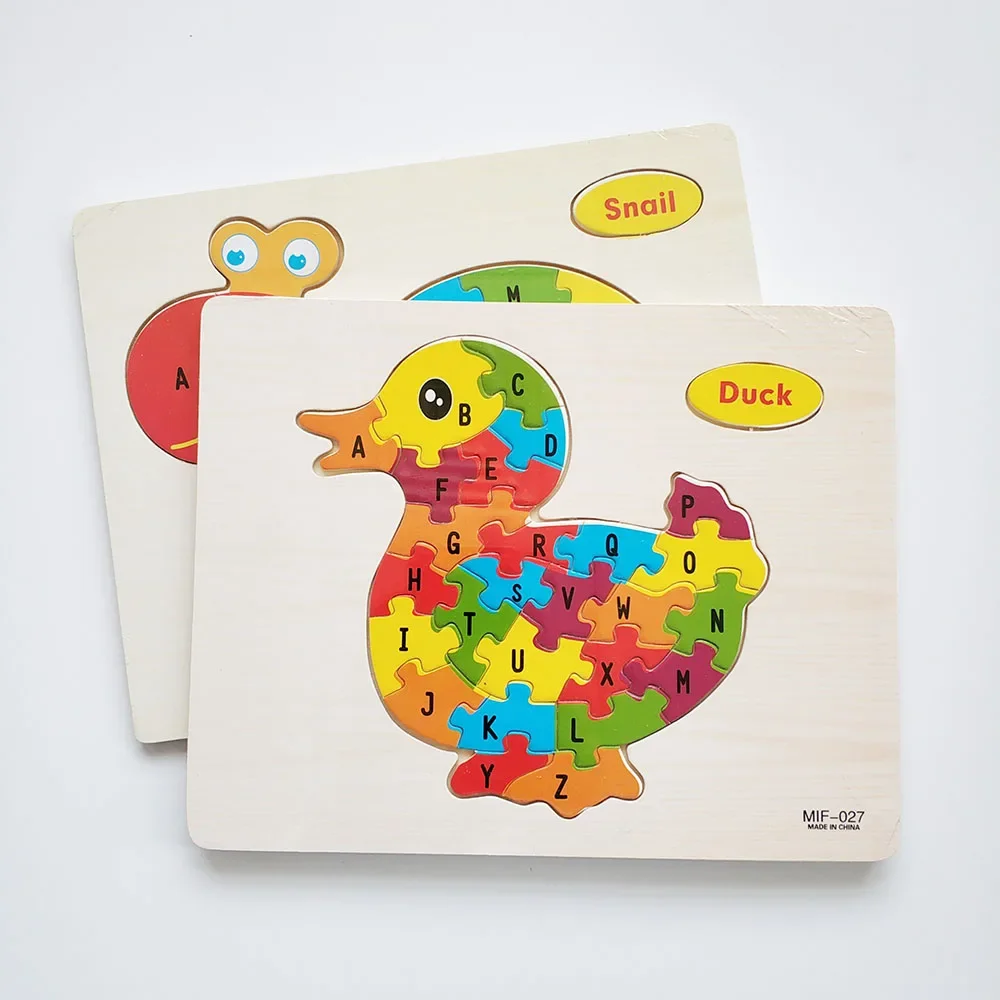 Puzzle en bois de 26 lettres de l'alphabet anglais pour bébé, jouet d'apprentissage précoce pour enfant