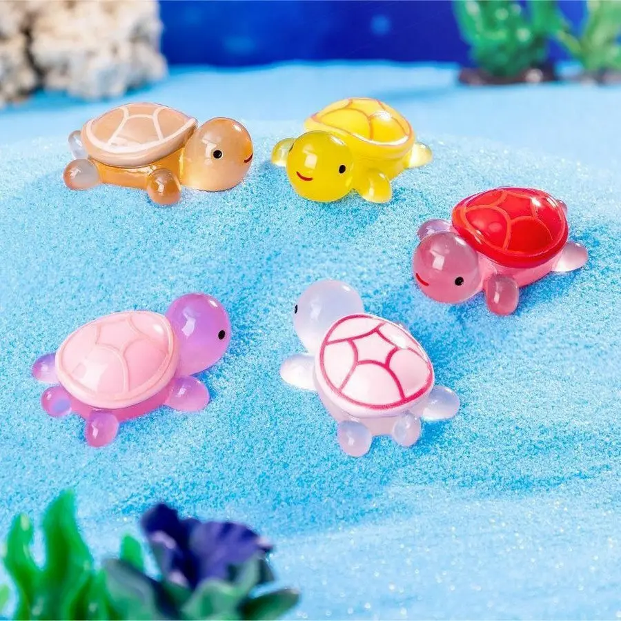 Glow in The Dark Mini Resin Turtles 20PCS Sea Turtles Figurines Luminous Cute Tiny Turtles Bulk for Jewelry Keychain Making DIY
