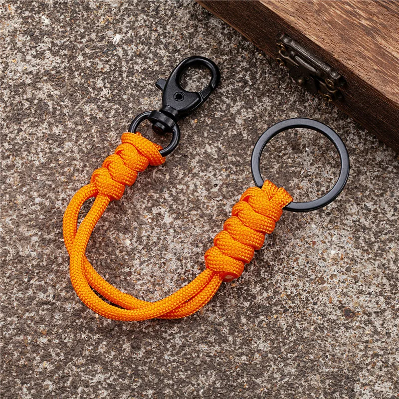 Outdoor Metal Ring Keychain Camping Military Paracord Cord Woven Knot Rope Doubule Buckle Keychain Survival Emergency Tools Gift