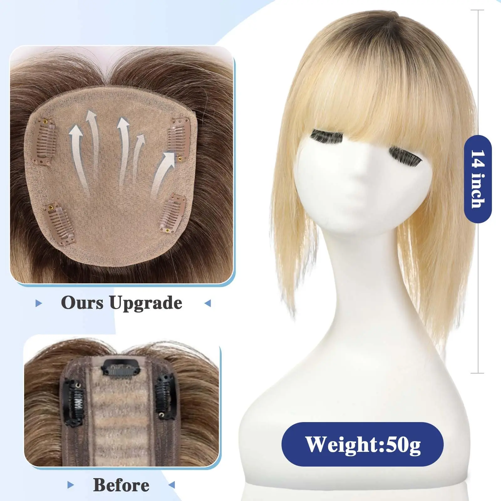 100% Remy Human Hair Tooers Silk Bae Clips in Golden Brown Blonde Mixed Human Hairpieces for Women 12 Inch Extensions Toppers