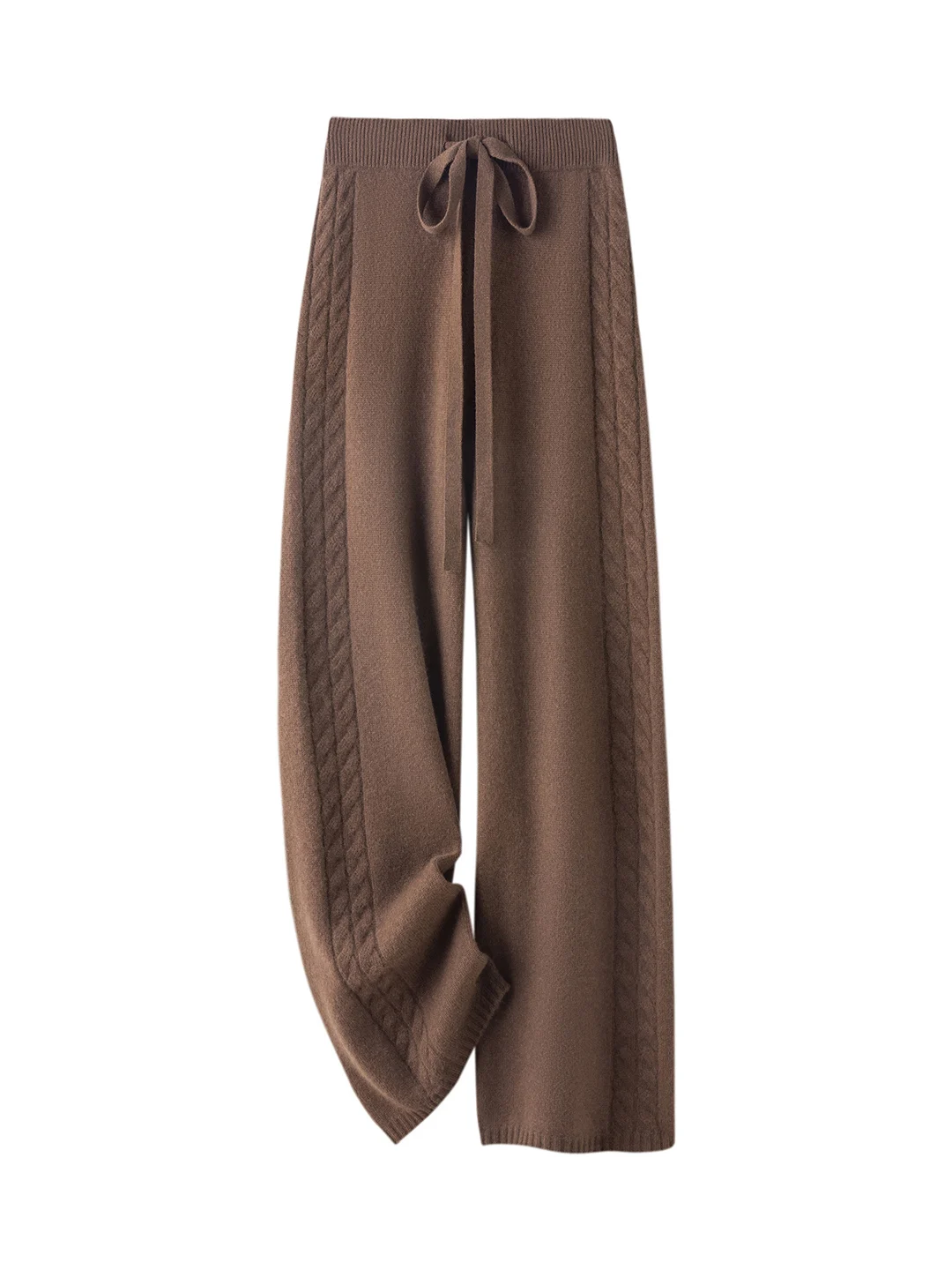 High Waist Wide Leg Knitted Casual Straight Pants Women's Seamless Twist Design Slimming Warmth High-End Feel Loose Fit Trousers