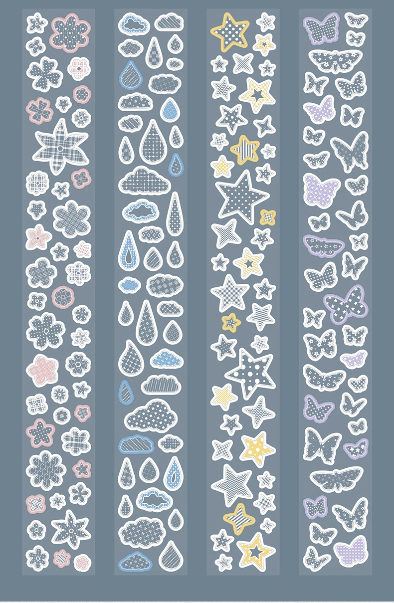 Journal GO 4,5cmx2m Nebel-Matt PET-Klebeband-Aufkleber mit Grundelementen und Gittermustern für Scrapbooking und kreatives Basteln – Detail 15