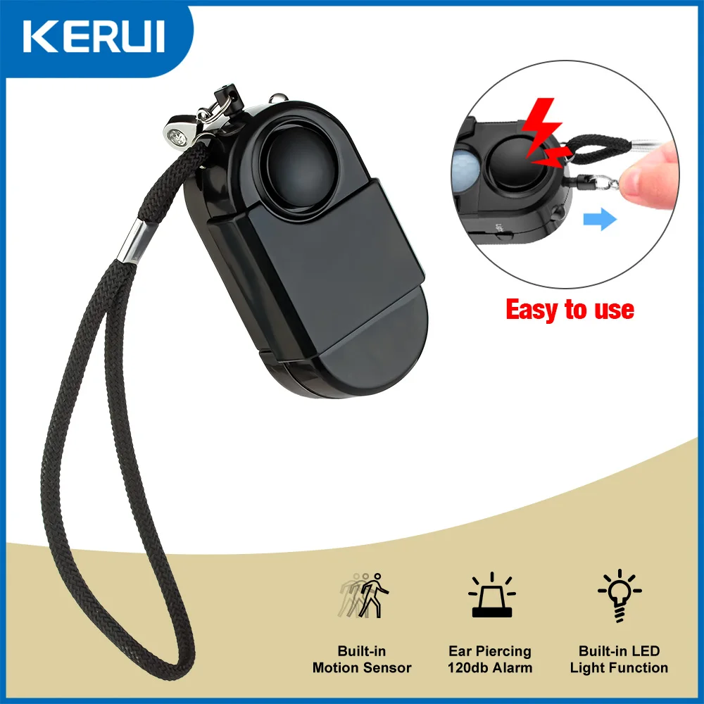 KERUI 1/2/5 Pcs Portable Mini Motion Detector Alarm 120DB Siren SOS LED Light Security For Travel Home Kids Safe Personal Alarm
