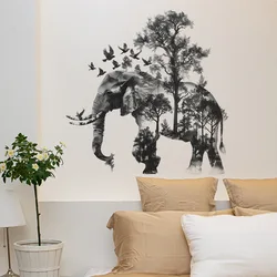 Elephant Decorative Vinyl Child Wall Stickers For Bedroom Accessories Adhesive Wallpaper Wall Art Room Decor Mirror Sticker