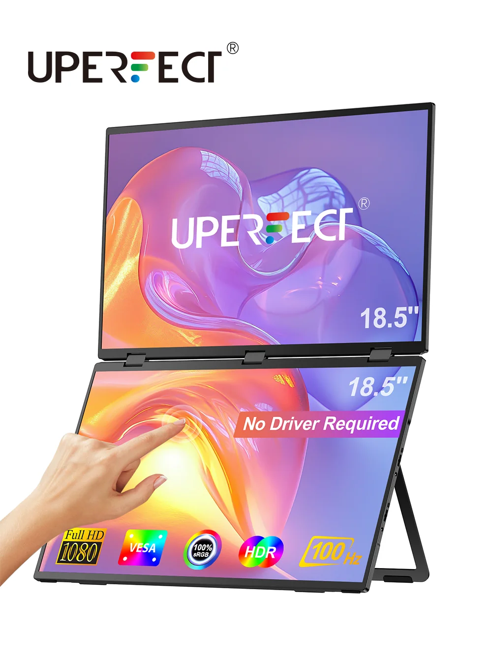 

UStation Δ / Delta Plus Stacked Monitor Touchscreen Laptop Dual Screen Folding 18.5" W/ USB C Mini HDMI For PC Mac Phone Display