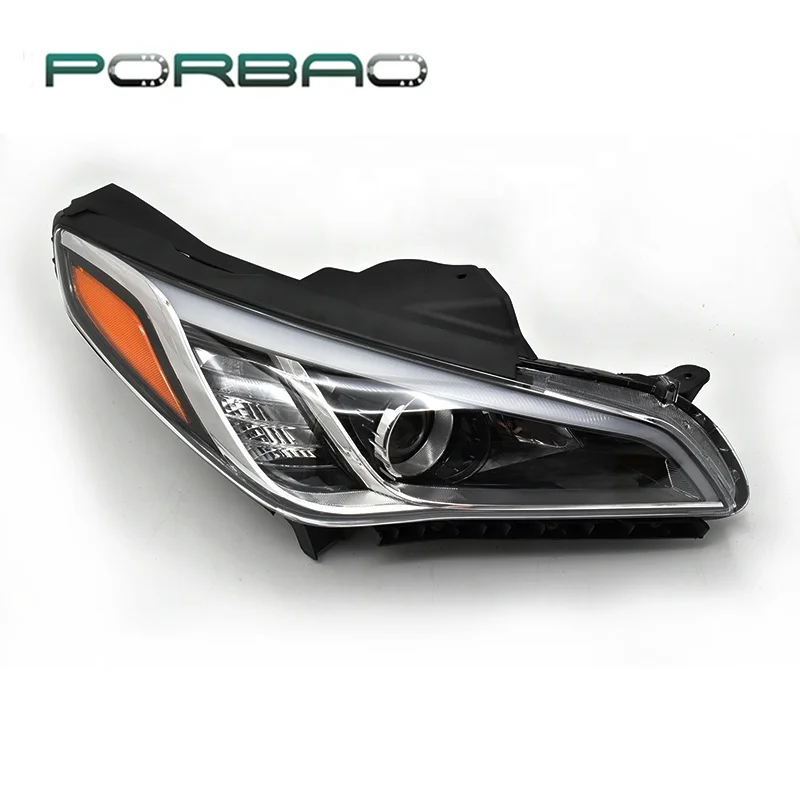 PORBAO Car Headlight Parts Front Headlight for SonatA 2016 Year with Yellow Angle