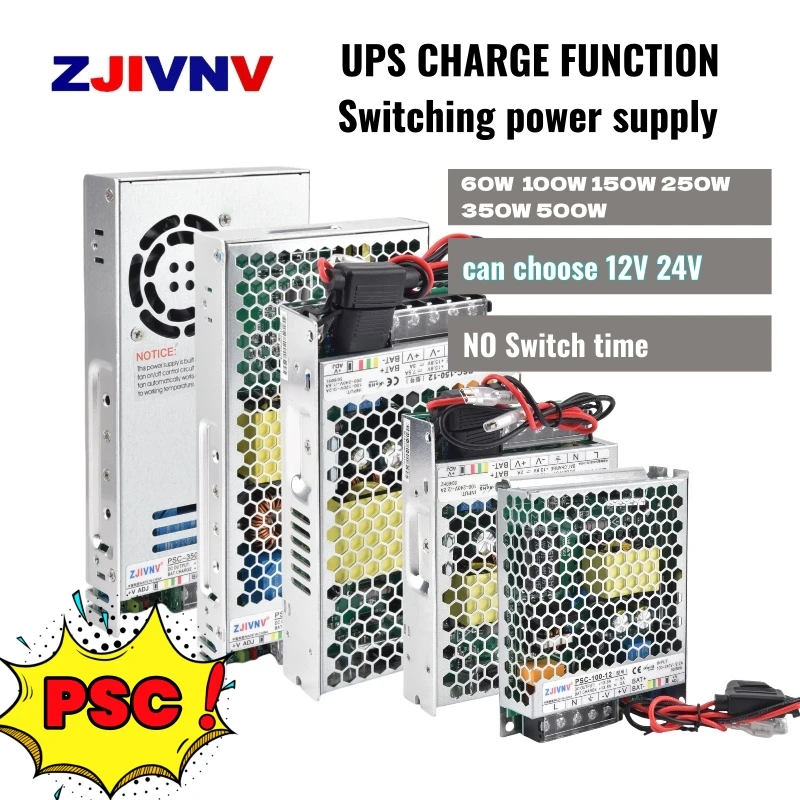 UPS Charge Function Switching Power Supply 60W 100W 150W 250W 350W 500W 12V /24V 13.8V Charge Voltage Psc Series