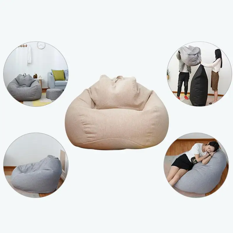 Lazy Sofas Cover Soft  Bean bag Covers for Kids Adults Bean Bag Chair Couch Cover for Lazy People Storage Bag Home Accessories