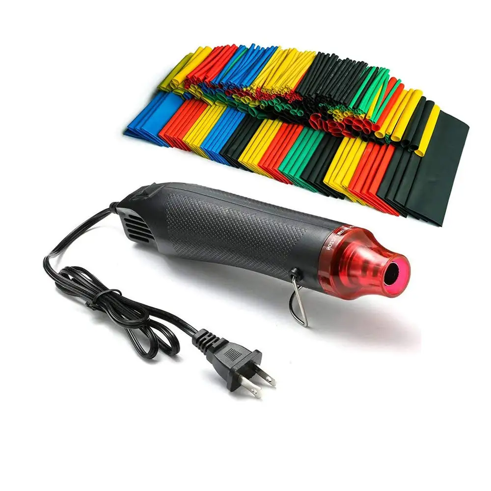 Heat Shrink Tubing Kit,Mini Heat Gun + 328 PCS Heat Shrink Wrap Tube 2:1 328Pcs Heat Shrink Tube Shrinkage + Mini Heat Gun