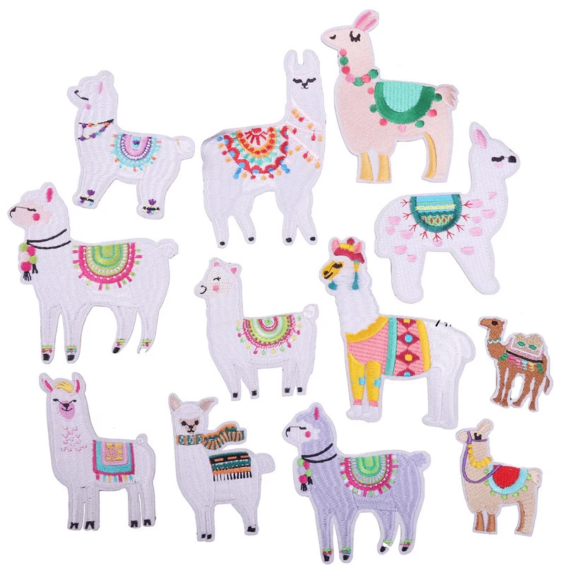 12Pcs Cute Alpaca Embroidery Patches Sew Iron on Patch Applique Badge DIY Decoration or Repair for Clothing,Backpack