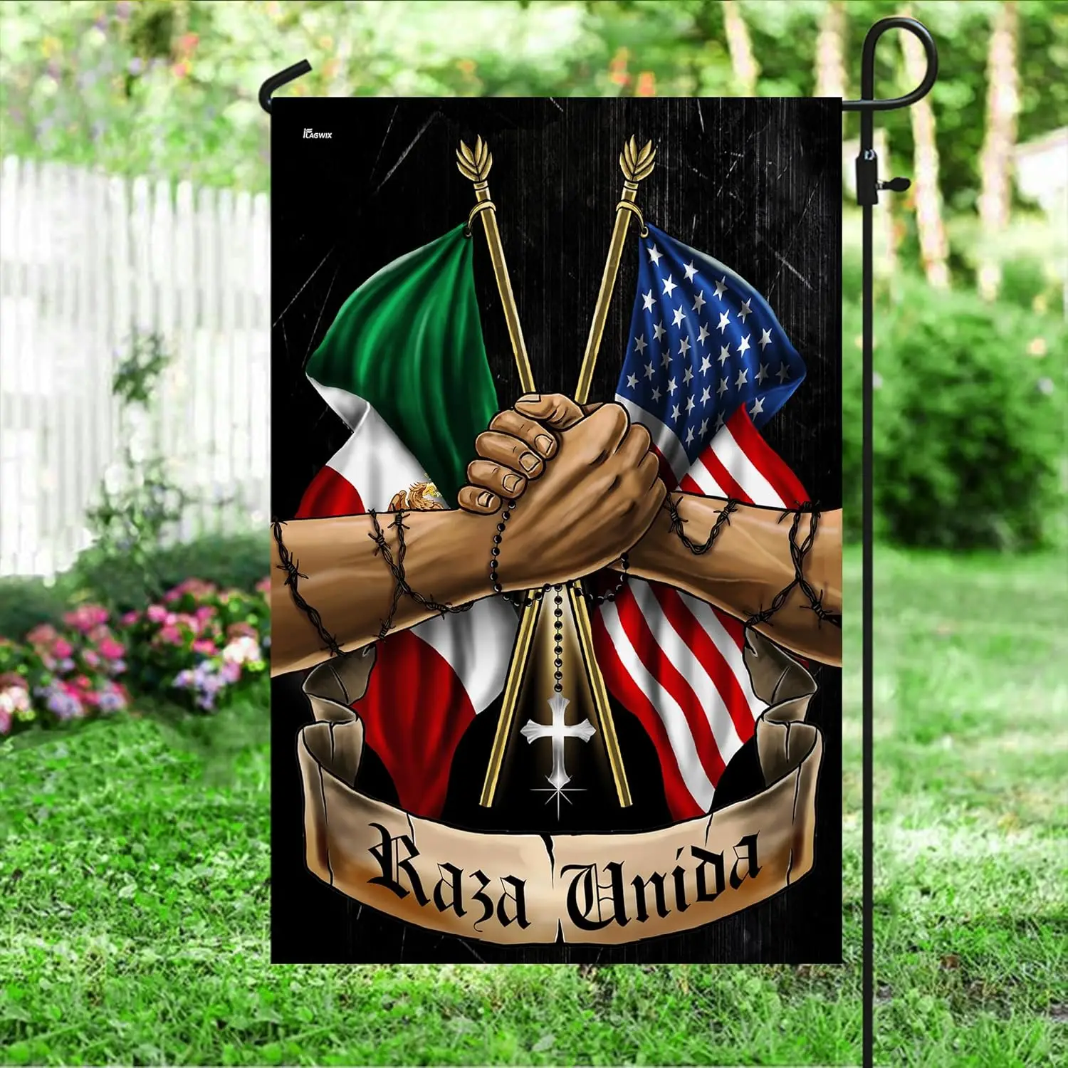 FLAGWIX Mexican American Flag - Garden American Flags for Outside 11.5