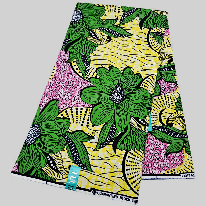 

Popular veritable super Dutch wax block prints fabric, colorful flower design, 100% cotton batik tissue