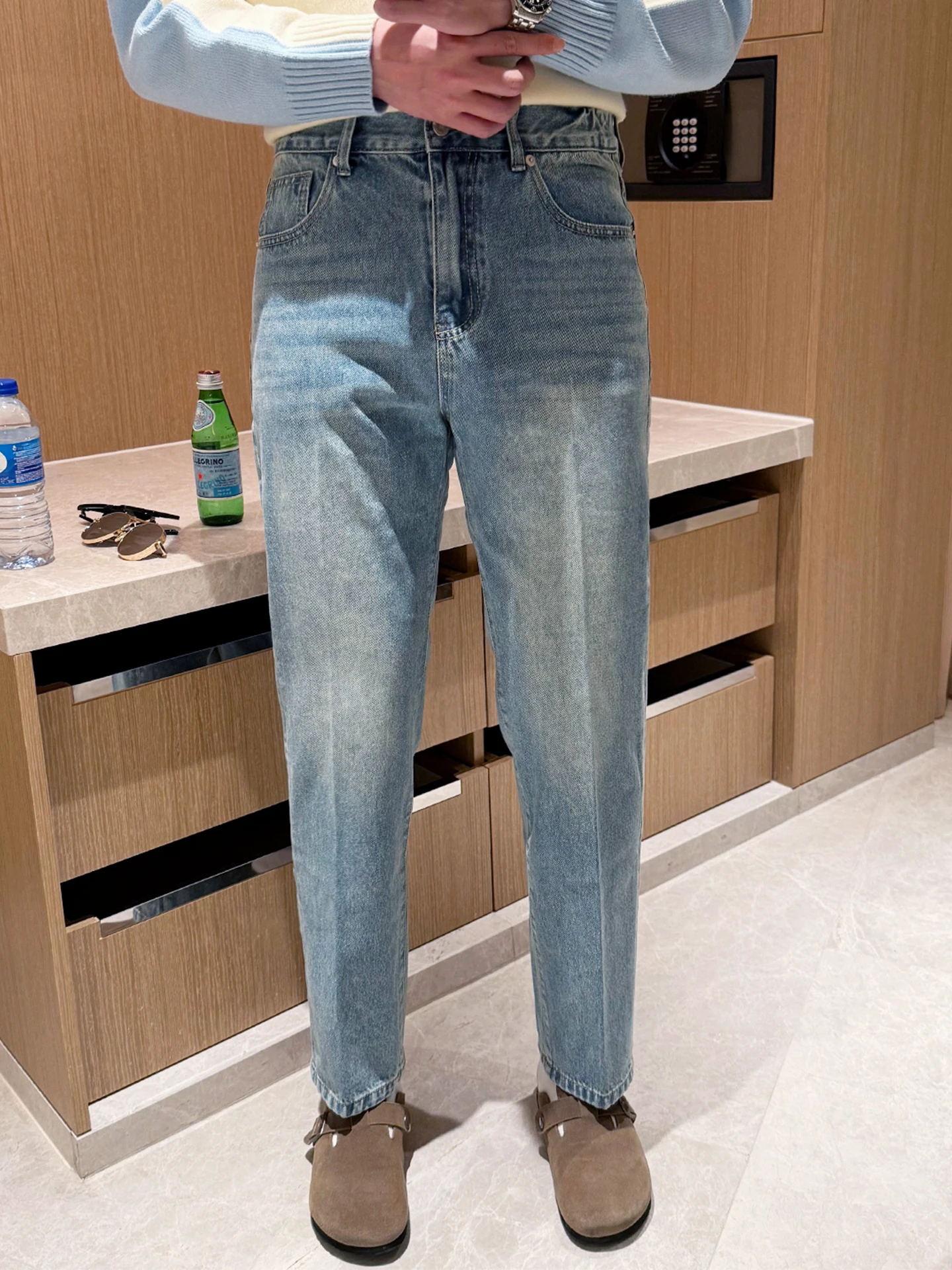 

Мужские джинсы на осень-зиму: повседневные, свободного кроя, синие, из хлопкового денима, прямые, в стиле ретро, городские, модные, молодежные брюки