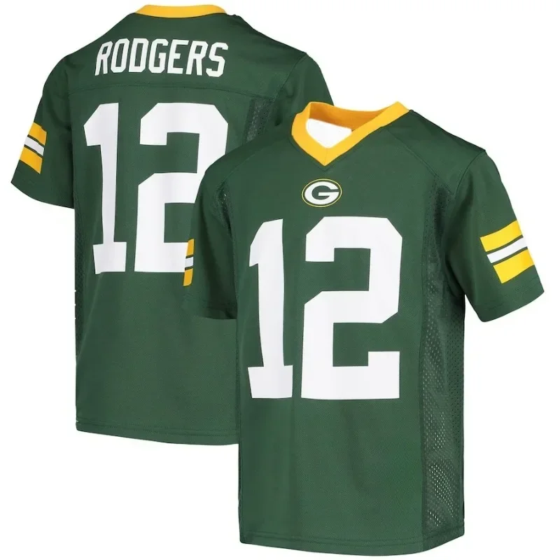 NFL Green Bay Packers Player Jersey Sports Casual Short Sleeved Men's Training Fitness T-shirt Comfortable and Breathable