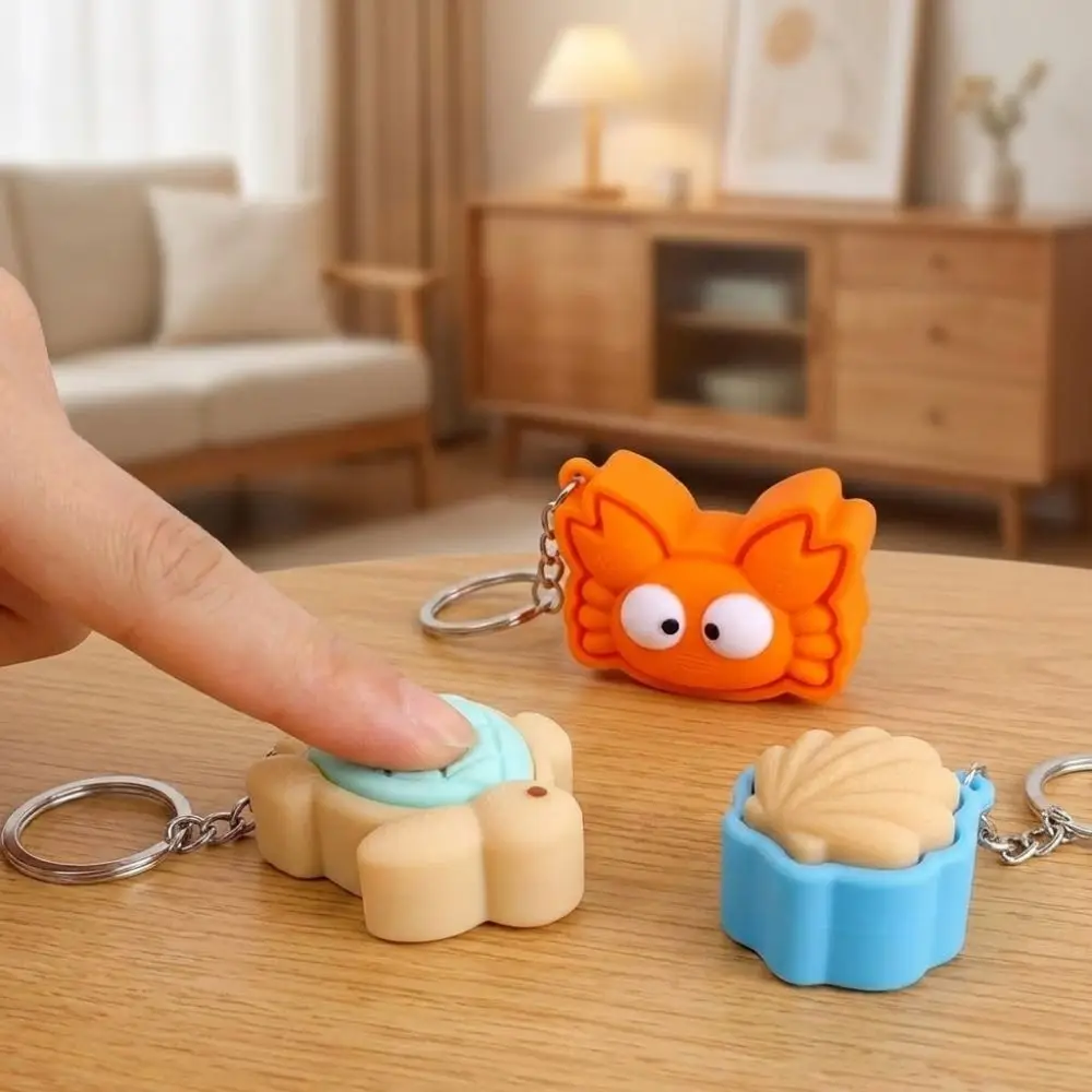 Cute Animal Turtle Clicker Keychain Mini Clicker Mechanism 3D Printed Keychain Shell Crab Plastic Button Clicker Keyring