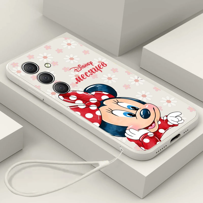 D-isneys Minnie For Samsung A24 A34 A14 A52S A54 A23 A13 A73 A03 Core A22 4G 5G Liquid Rope Phone Case