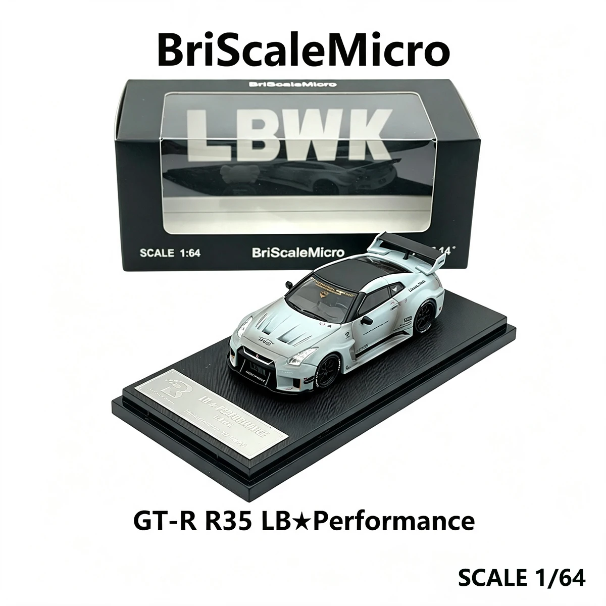 BriScaleMicro 1:64 LBWK GTR R35 LB ★ Модель Performance Matte Grey Widebody из литого металла с фигуркой в стиле KAWS в наличии.