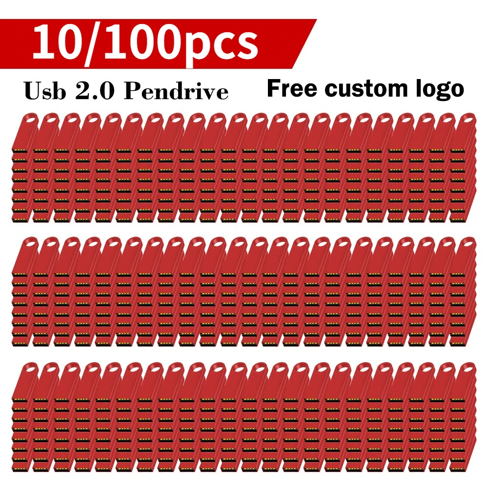 

10/100 Pcs Free custom Logo metal USB 2.0 Flash Drive 64GB 32GB 8GB 4GB memory Flash USB Stick pen drive 128mb 512mb PenDrive