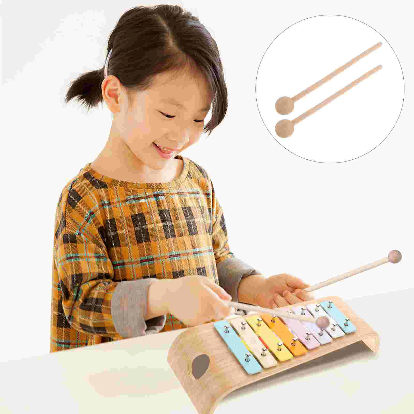 2 Pcs Hammer Bell Kit Mallets Timpani Xylophone Knock The Piano Percussion Sticks Wooden Kid Drum Yarn Toddler Drumstick