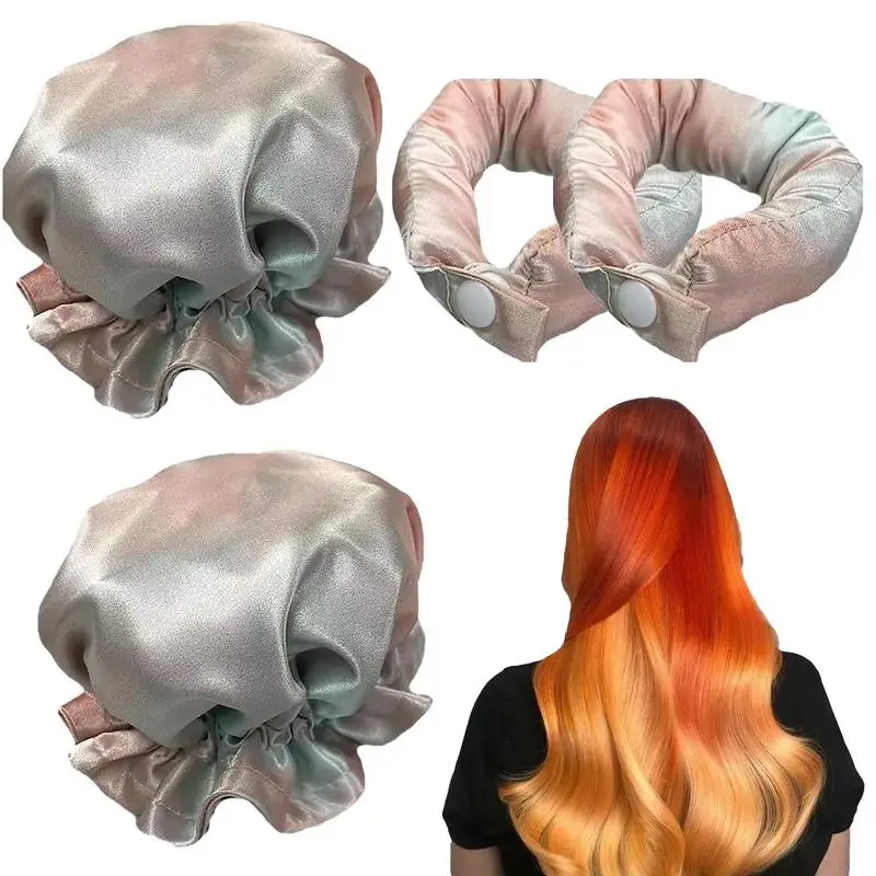 

Satin Heatless Hair Curling Set Curl Ribbon With Hair Caps Create Stunning French Twist Updo Hair Donut Hairstyles No Heat