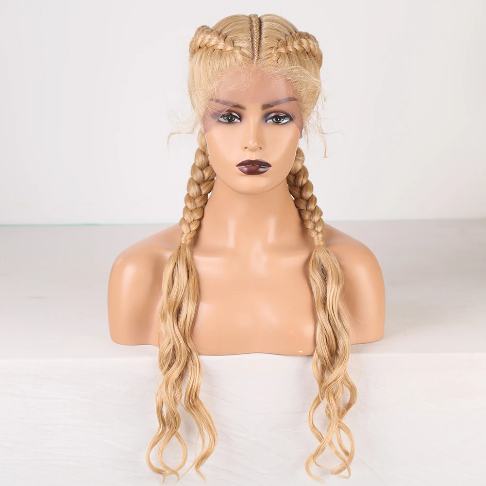 AIMEYA Full Lace Box Braided Wig Synthetic Lace Front Wigs for Women Blonde Braids Wig with Baby Hair Braiding Wigs