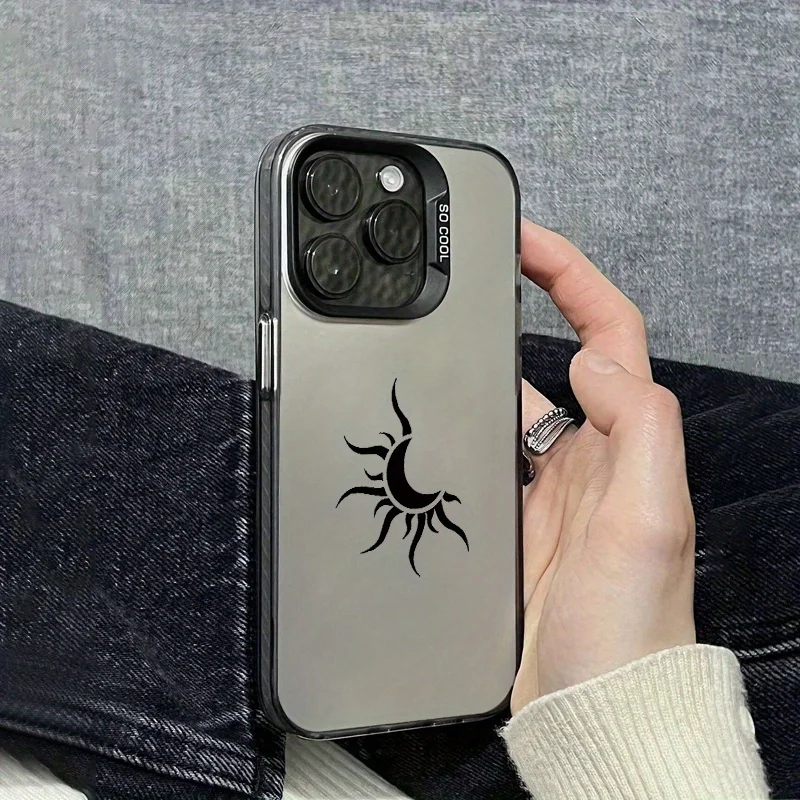 

Simple of the sun and the moon phone case for iPhone 16 15 14 13 12 11 Pro/ Max/Plus shock-proof rear cover anti-fingerprint