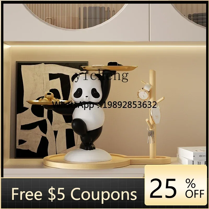 

M3-20 Entry Entrance Cabinet Panda Key Storage Ornament Living Room Coffee Table Double Tray Home Decoration