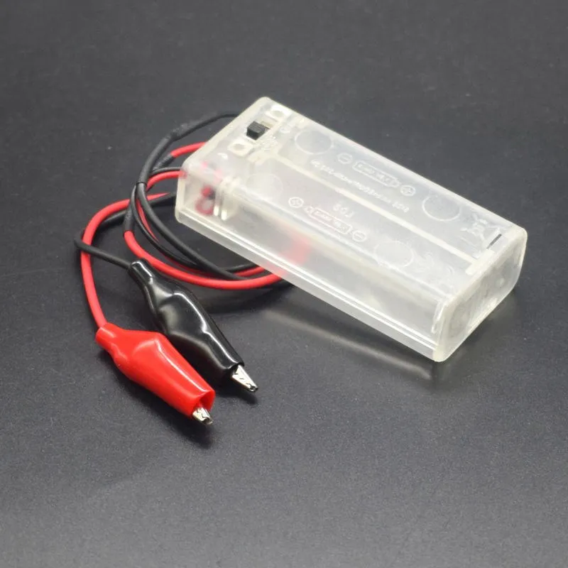 

300pcs/lot 2 AA 3V Battery Holder Case With Switch 2 AA 2A Batteries Storage Box Cover Shell With Alligator Clips Transparent