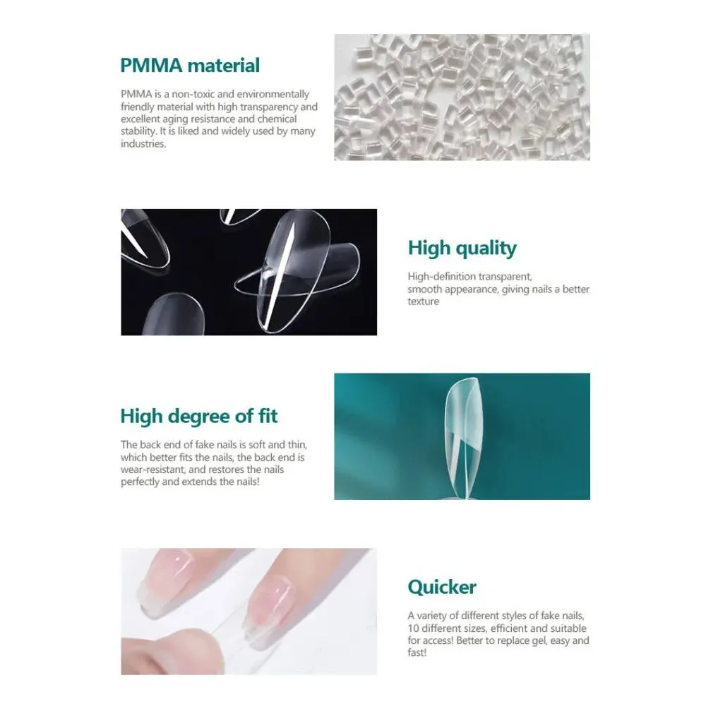 NAILPOP Nail Tips Full Cover Soft Gel False Nail Capsules Various Shapes and Styles for Professional Nail Extension DIY 120PCS