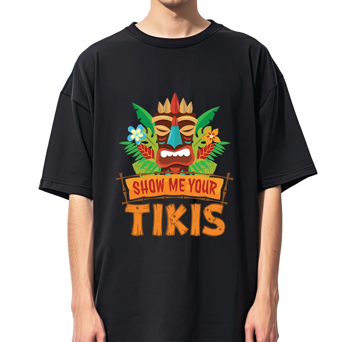 Aloha Party Tiki Bar Sleepy Tiki God Wood Design Cotton Tshirt Summer T Shirt Men Y2K T-shirt Clothing Top Tee