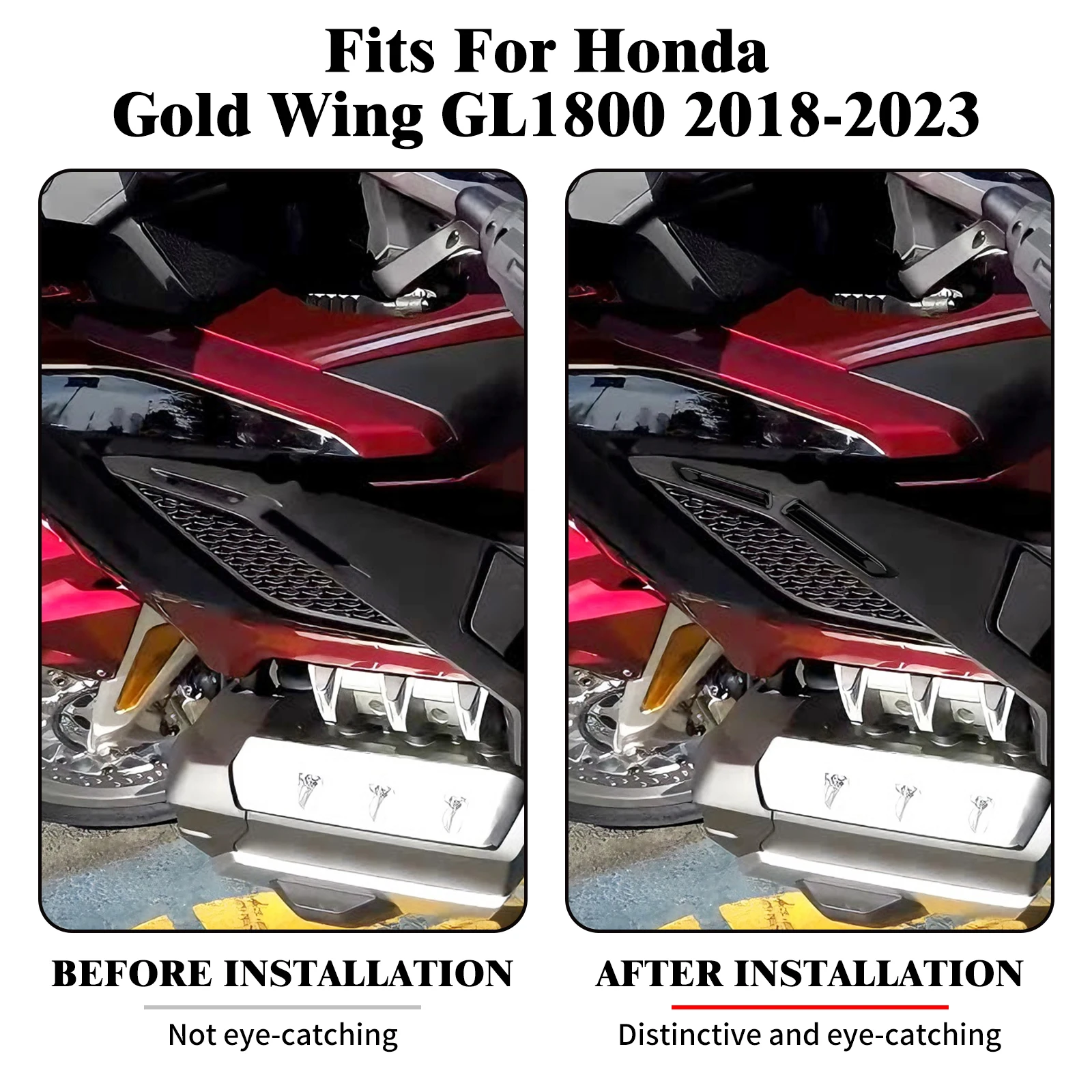 Motorcycle Radiator Slot Trim Cover Decoration Kit Black Chrome For Honda Gold Wing GL1800 2018-2022 2023 Grille Accent Trim Set