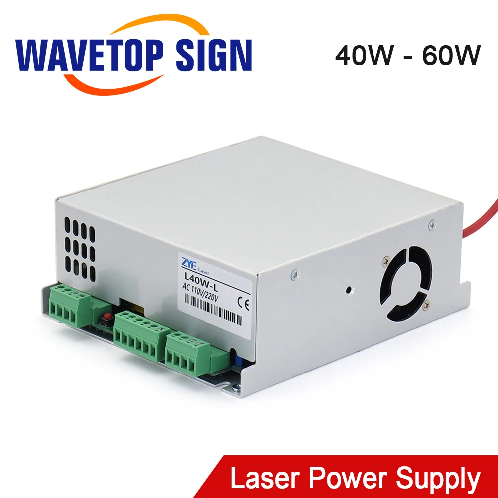 WaveTopSign Co2 Laser Power Supply 40W 50W 60W 110V/220V For CO2 Laser Tube High Voltage Engraving Cutting Machine